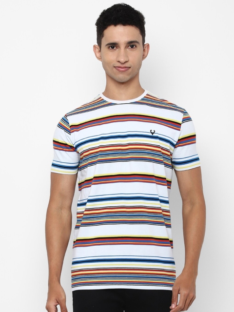 

Allen Solly Men White & Blue Striped Pure Cotton T-shirt