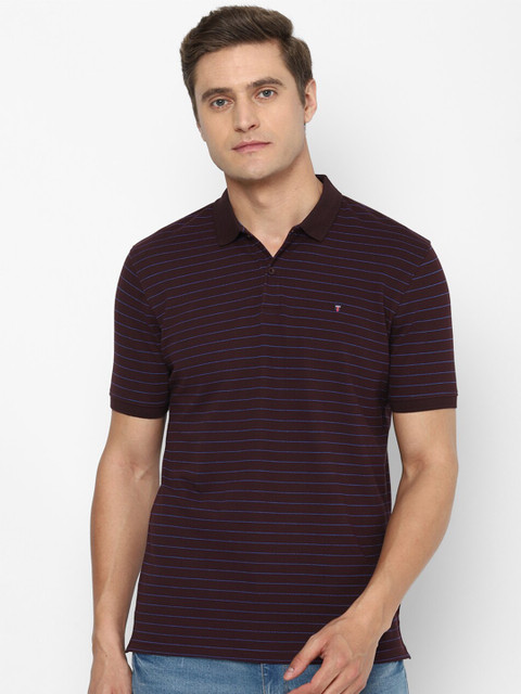 

Louis Philippe Sport Men Maroon & Blue Striped Polo Collar Slim Fit T-shirt
