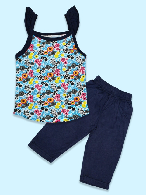 

Born Babies Blue Floral A-Line Dress