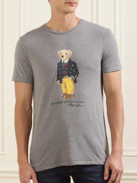 

Polo Ralph Lauren Men Grey Printed Pure Cotton T-shirt