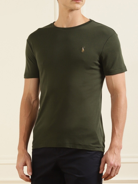 

Polo Ralph Lauren Men Green V-Neck Pure Cotton Applique T-shirt