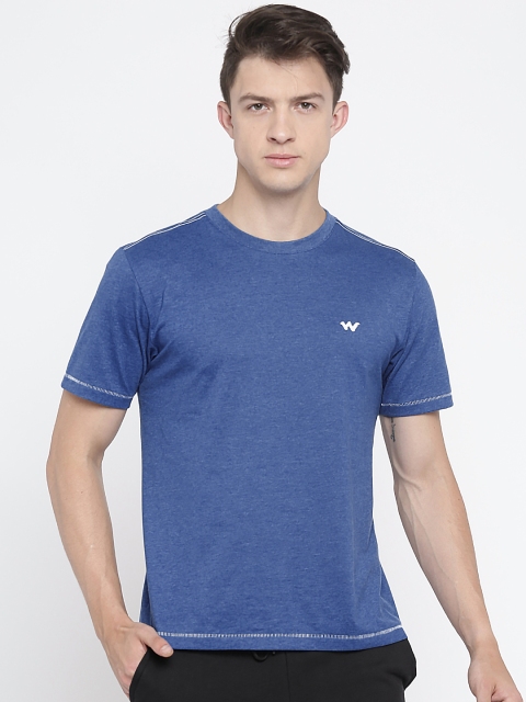 

Wildcraft Men Blue Solid Round Neck Basic Crew T-shirt