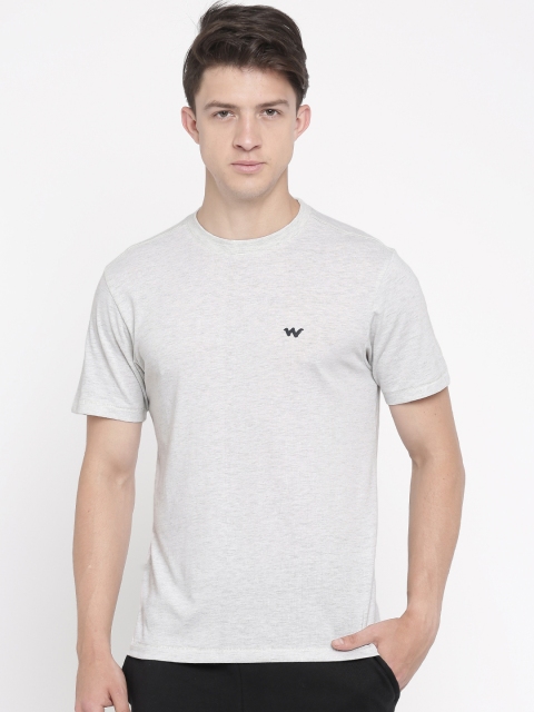 

Wildcraft Men Grey Melange Solid Round Neck Basic Crew T-shirt