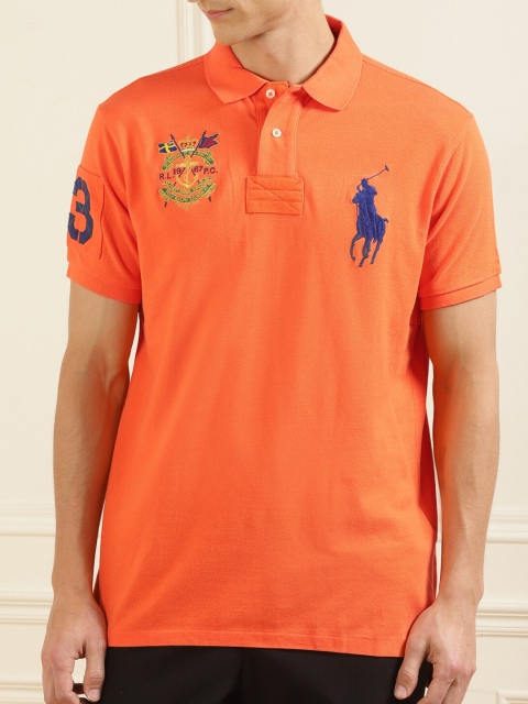 

Polo Ralph Lauren Men Orange Brand Logo Polo Collar Pure Cotton Applique T-shirt