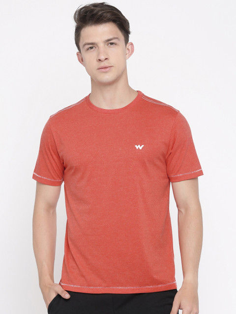 

Wildcraft Men Red Solid Basic Crew T-shirt