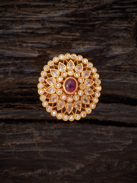 

Kushal's Fashion Jewellery Gold-Plated Red & White Stone-Studded Finger Ring