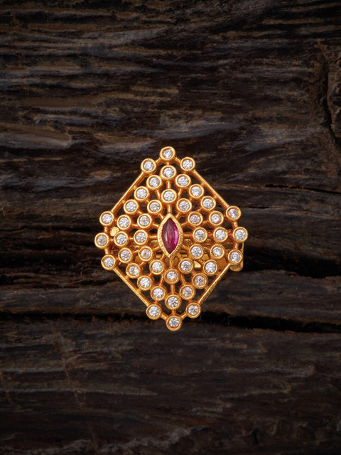 

Kushal's Fashion Jewellery Gold-Plated White Stone-Studded Adjustable Finger Ring
