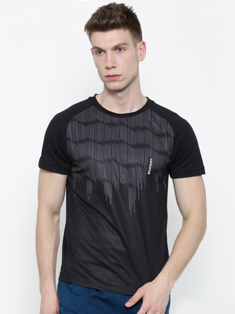 

Wildcraft Black Printed Round Neck Poly Crew Wave T-shirt