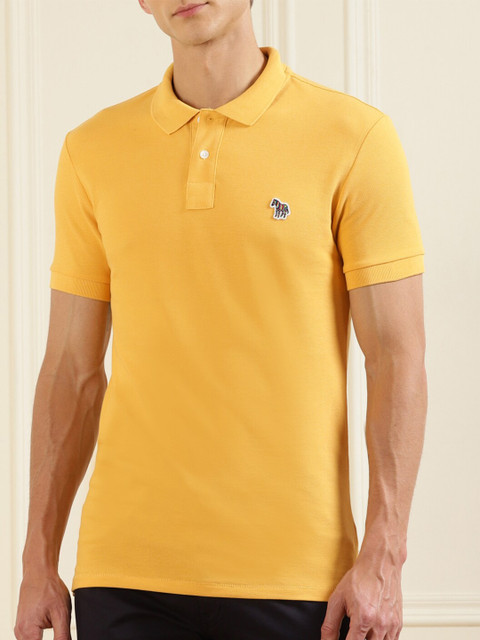 

PS By Paul Smith Men Yellow Polo Collar Organic Cotton T-shirt