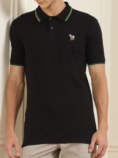 

PS By Paul Smith Men Black Polo Collar Organic Cotton T-shirt