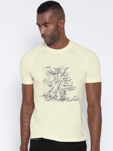 

Wildcraft Men Cream-Coloured Printed Round Neck Crew Wood T-shirt