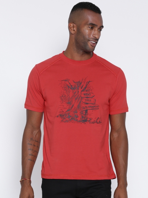 

Wildcraft Men Red Printed Round Neck Crew Wood T-shirt