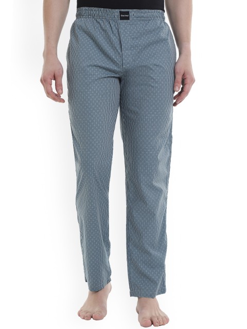 

DON VINO Men Blue & White Checked Mid Rise Cotton Lounge Pants