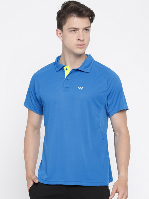 

Wildcraft Men Blue Solid Polo Collar Active T-shirt