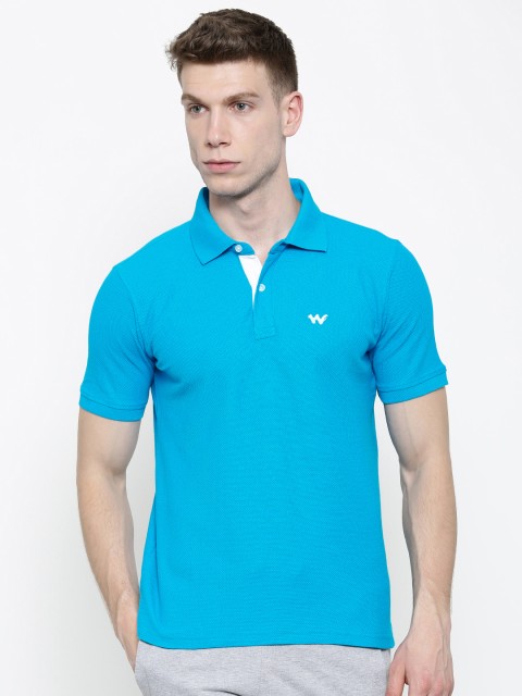 

Wildcraft Men Blue Self-Design Polo Collar Waffle Knit T-shirt