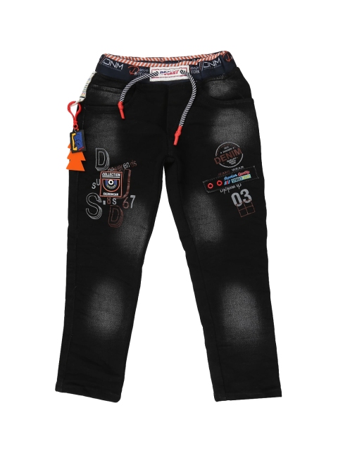 

V-Mart Boys Navy Blue Classic Mildly Distressed Heavy Fade Printed Jeans