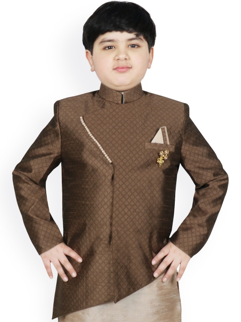 

SG YUVRAJ Boys Brown Lightweight Ethnic Tailored Jacket with Embroidered