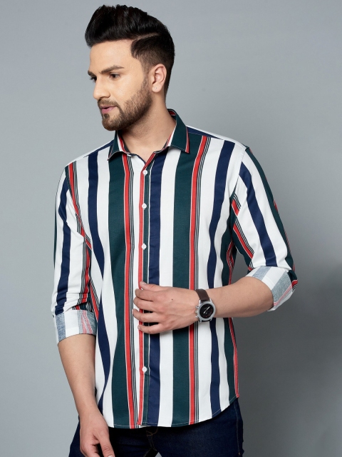

MR KAMEEJ Men Multicoloured Classic Slim Fit Striped Casual Shirt, Multi