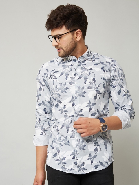 

MR KAMEEJ Men Grey Classic Slim Fit Floral Printed Casual Shirt
