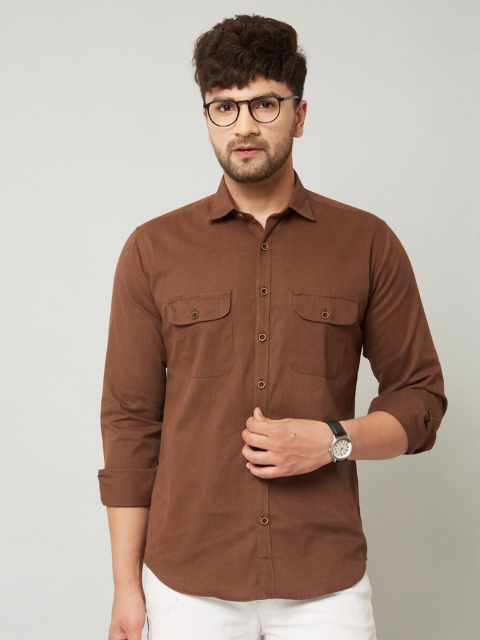 

MR KAMEEJ Men Brown Classic Slim Fit Casual Shirt