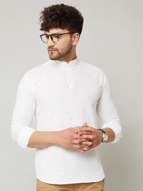 

MR KAMEEJ Men White Classic Slim Fit Printed Casual Shirt