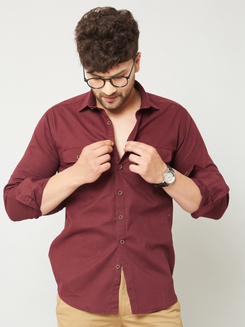 

MR KAMEEJ Men Purple Classic Slim Fit Solid Cotton Casual Shirt