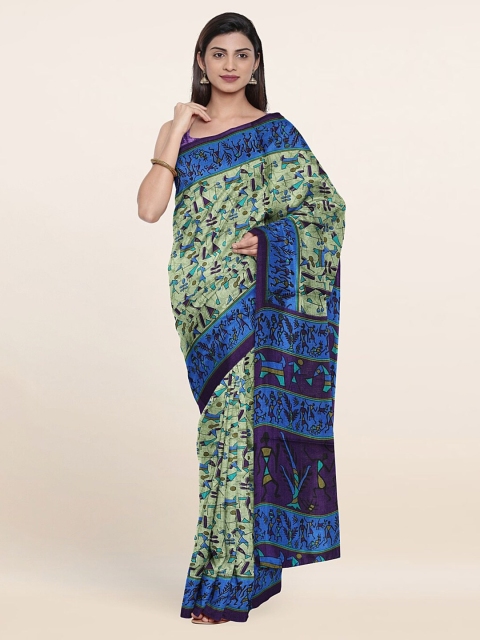 

Pothys Green & Blue Warli Printed Saree