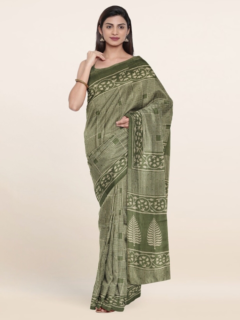 

Pothys Green & Cream-Coloured Ethnic Motifs Saree
