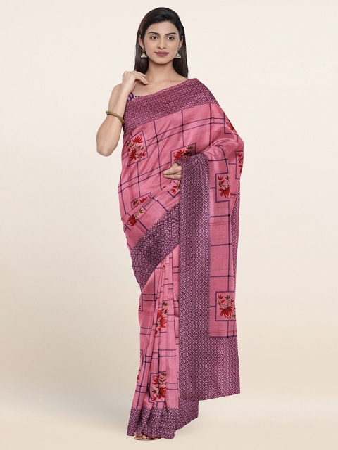 

Pothys Pink & Red Floral Saree