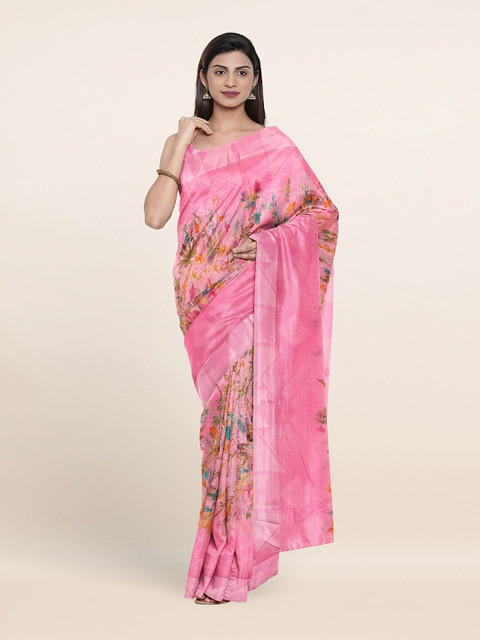 

Pothys Pink & Green Floral Saree
