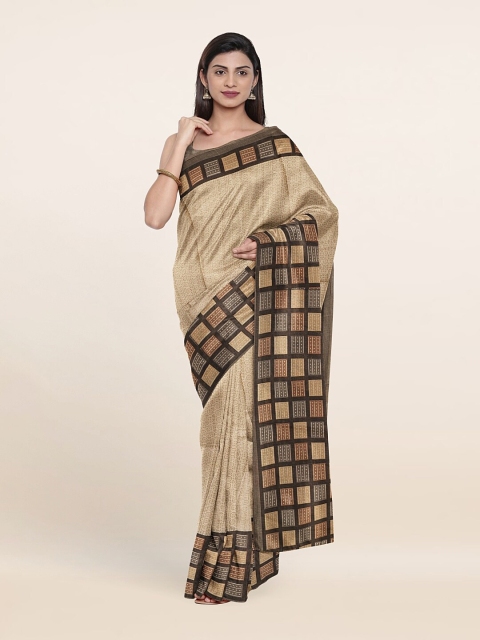 

Pothys Cream-Coloured & Black Printed Saree