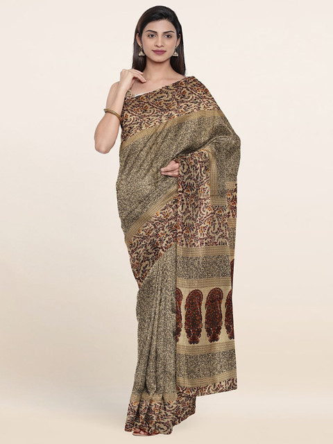 

Pothys Tan Printed Cotton Blend Saree