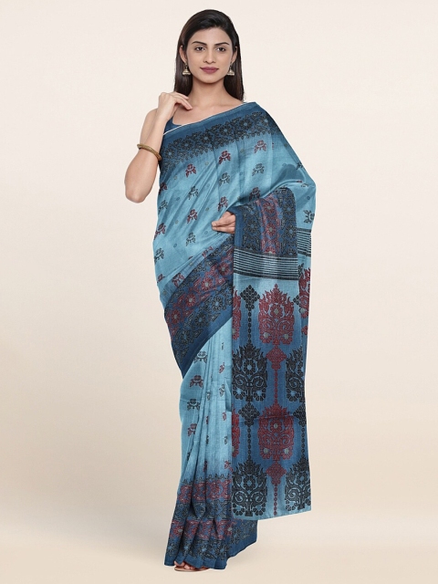 

Pothys Blue & Pink Floral Saree