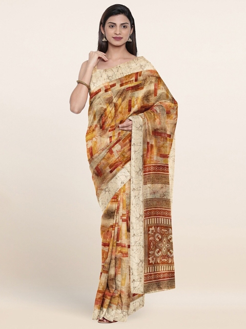 

Pothys Yellow & Red Abstract Printed Saree