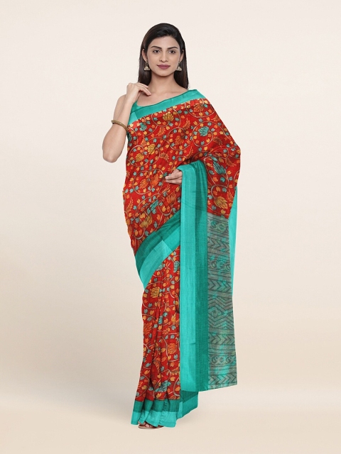 

Pothys Red & Blue Floral Saree