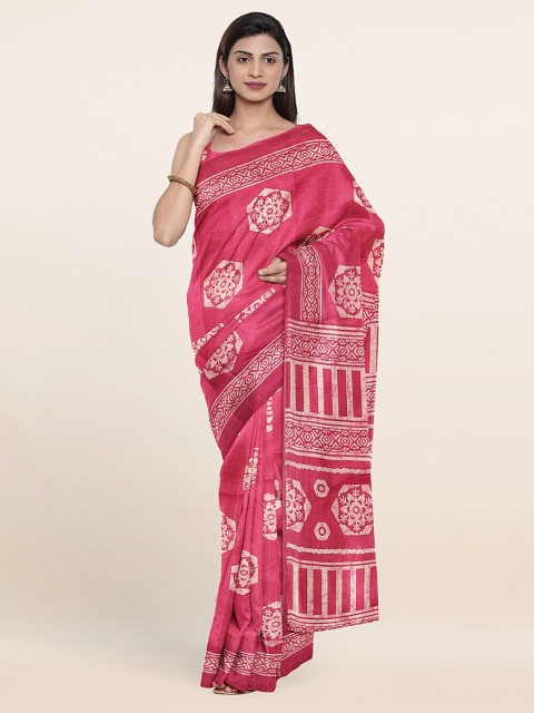 

Pothys Pink & White Ethnic Motifs Printed Saree