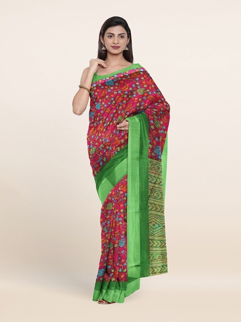 

Pothys Pink & Green Floral Saree