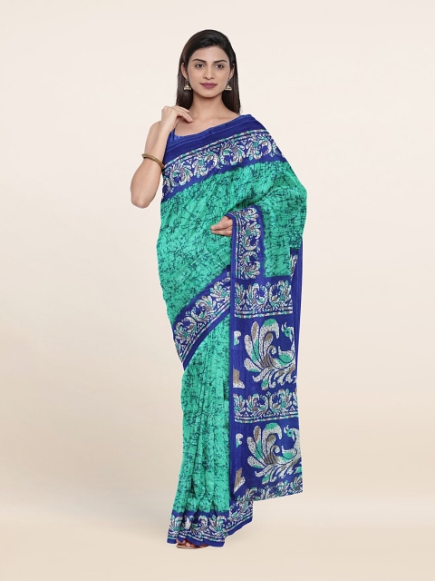 

Pothys Sea Green & Blue Abstract Cotton Blend Saree