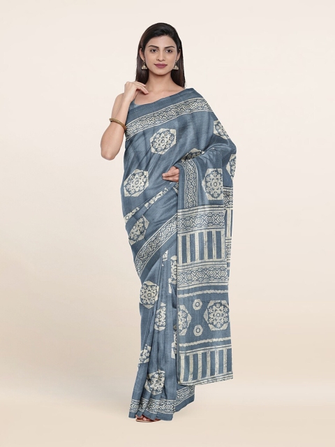 

Pothys Grey & Off-White Ethnic Motifs Printed Saree