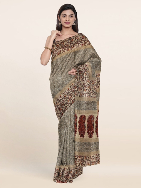 

Pothys Tan Brown & Red Printed Cotton Blend Saree