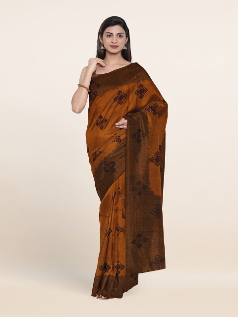 

Pothys Mustard & Black Ethnic Motifs Cotton Blend Saree