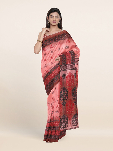 

Pothys Pink & Blue Floral Saree