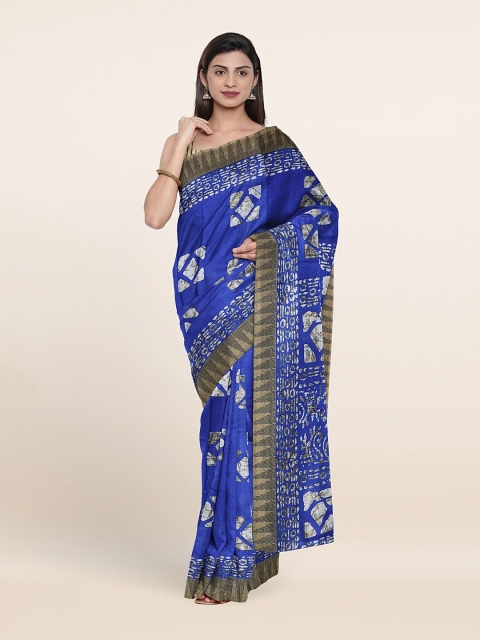 

Pothys Blue & Brown Batik Printed Saree
