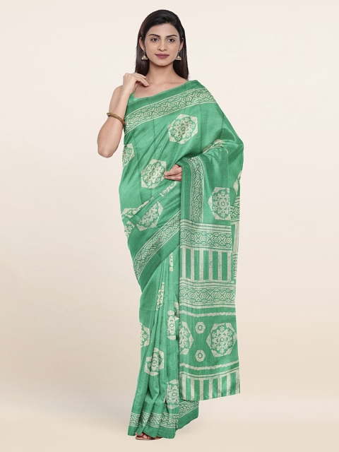 

Pothys Green & Off White Floral Printed Saree