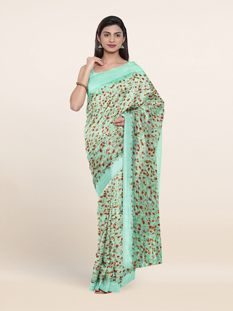 

Pothys Green & Red Floral Saree