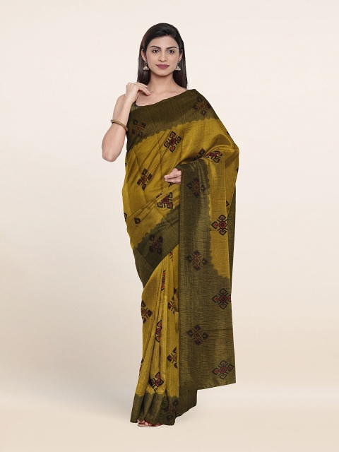 

Pothys Olive Green & Red Ethnic Motifs Saree