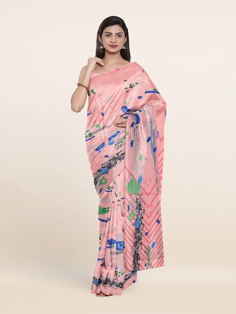 

Pothys Pink & Green Abstract Saree