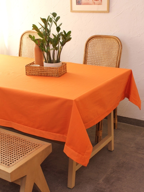 

House This Orange Solid Pure Cotton 4 Seater Table Cover