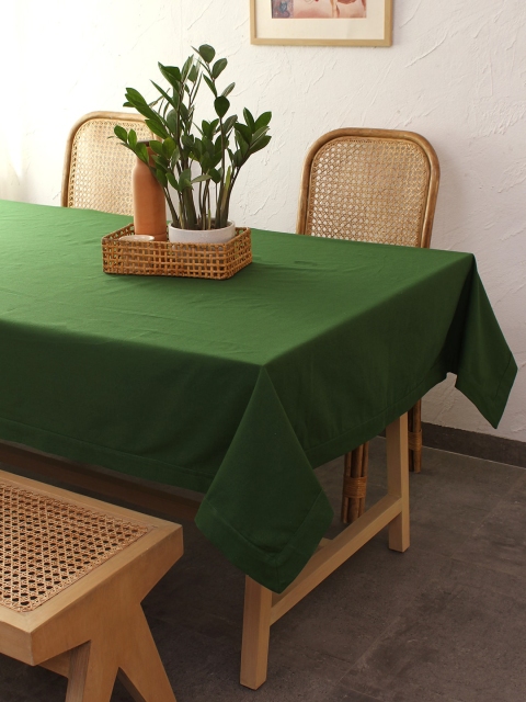 

House This Green Solid Cotton Table Cover