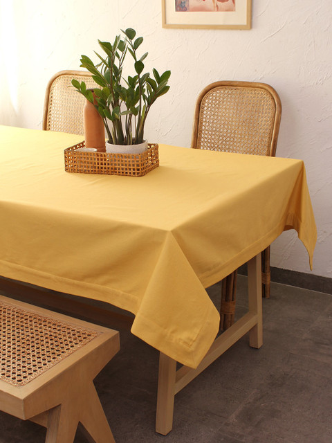 

House This Yellow Solid 2-Seater Rectangle Cotton Table Cover
